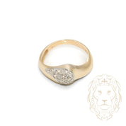 Bague - Or 14K deux tons jaune & blanc en dôme pavé de diamants naturels 0.15CT - RIGD509