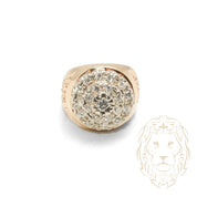 Ring - 10K Gold two-tone yellow & white bookmark with pyramid paved natural diamonds 1.60CT - RIGD510