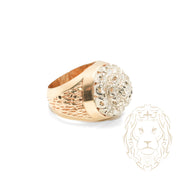 Ring - 10K Gold two-tone yellow & white bookmark with pyramid paved natural diamonds 1.60CT - RIGD510