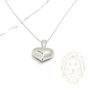 Necklace - 14K white gold swollen heart pendant - CHG625