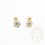 Studs à visser - Or 10K jaune fleur en pierres cz verte - BOG769