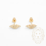 Studs to screw - 10K gold marquise cz pave - BOG772
