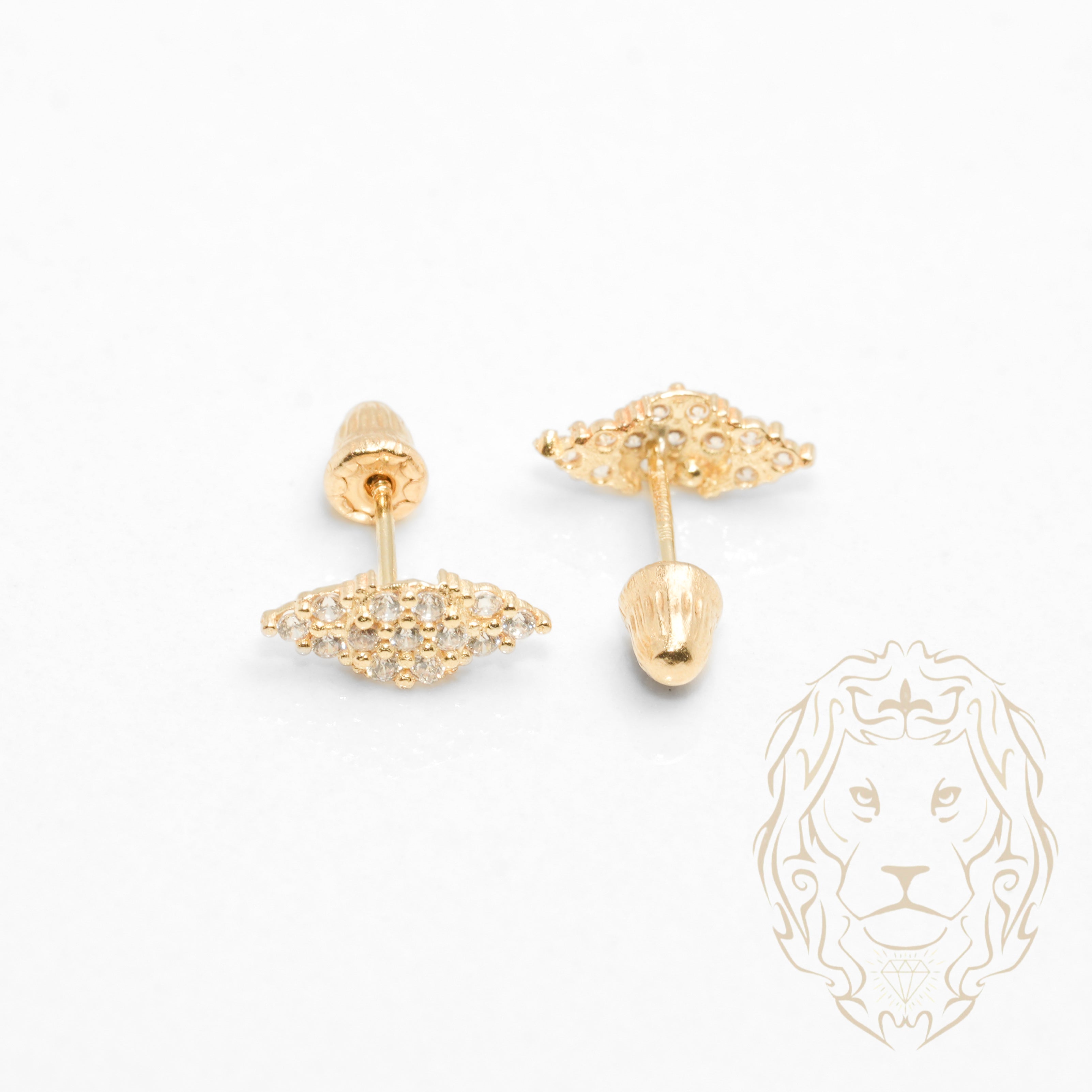 Studs to screw - 10K gold marquise cz pave - BOG772