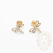 Screw Studs - 10K Gold dragonfly cz pave - BOG773