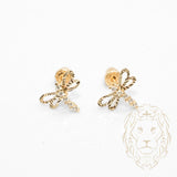 Studs à visser - Or 10K jaune libellule pavé de cz - BOG773