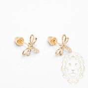 Screw Studs - 10K Gold dragonfly cz pave - BOG773