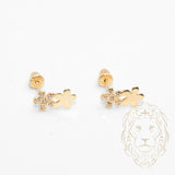 Studs à visser - Or 10K jaune fleurs pavé de cz - BOG774