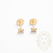 Studs to screw - 10K Gold yellow flower cz stones - BOG776