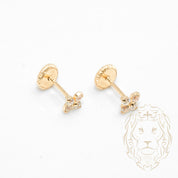 Studs to screw - 10K Gold yellow flower cz stones - BOG776