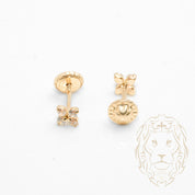 Studs to screw - 10K Gold yellow flower cz stones - BOG776