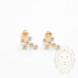 Studs à visser - Or 10K jaune croix en pierres cz - BOG777