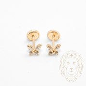 Studs to screw - 10K Gold yellow butterfly cz stones - BOG778
