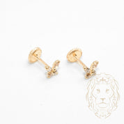 Studs to screw - 10K Gold yellow butterfly cz stones - BOG778