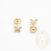 Studs to screw - 10K Gold yellow butterfly cz stones - BOG778