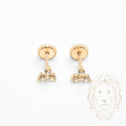 Studs to screw - 10K Gold yellow clover in cz stones - BOG779