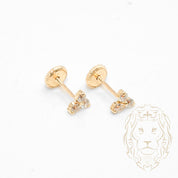 Studs to screw - 10K Gold yellow clover in cz stones - BOG779
