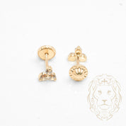 Studs to screw - 10K Gold yellow clover in cz stones - BOG779