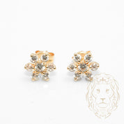 Studs - 10K Gold Flower Cz Stones - BOG780