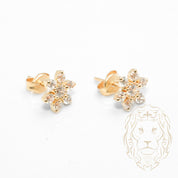 Studs - 10K Gold Flower Cz Stones - BOG780