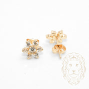 Studs - 10K Gold Flower Cz Stones - BOG780
