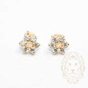 Studs - Or 10K jaune fleur en pierres cz - BOG781
