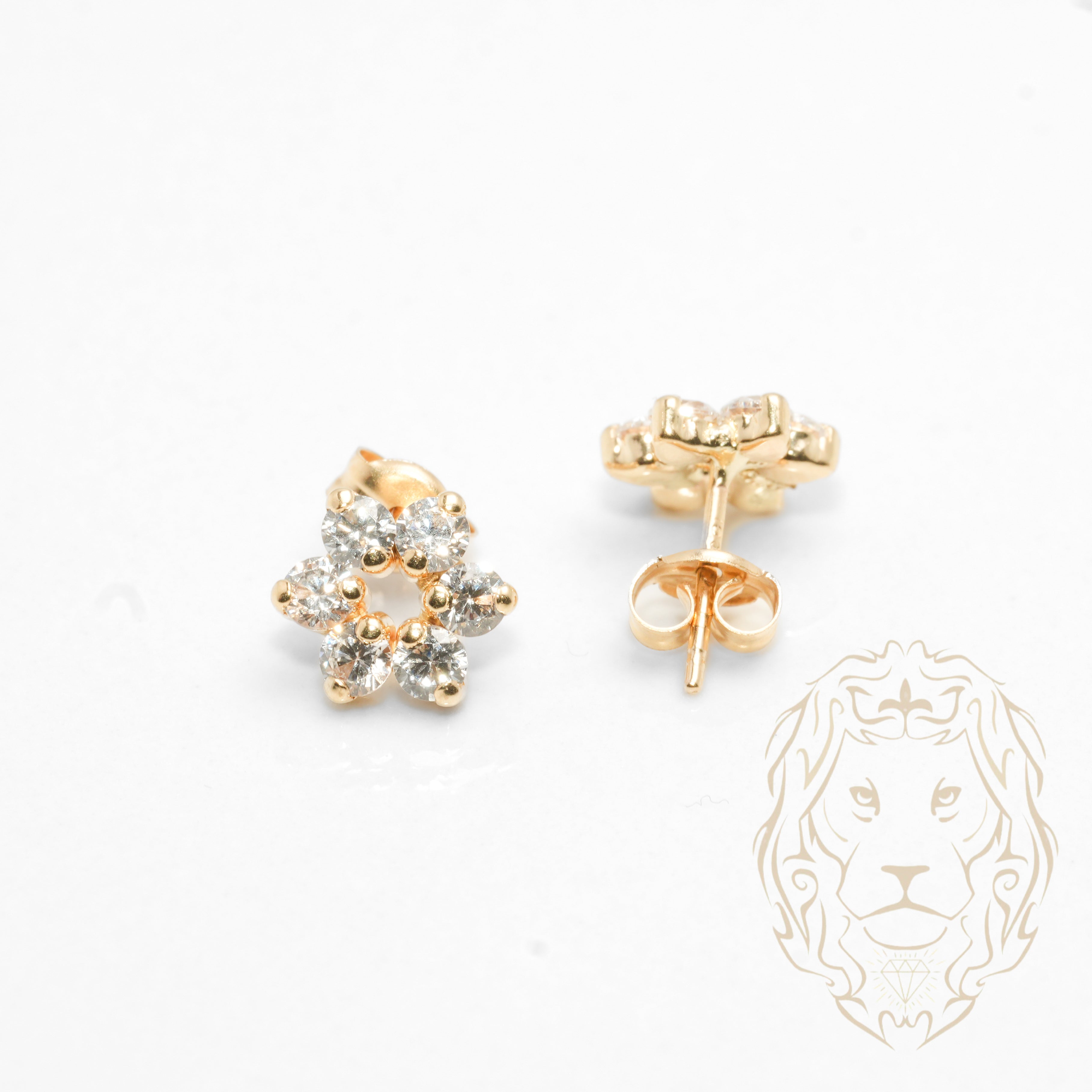 Studs - Or 10K jaune fleur en pierres cz - BOG781