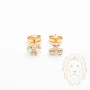Studs - 10K Gold Yellow Clover Cz Stones - BOG782