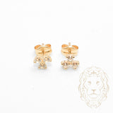 Studs - Or 10K jaune trèfle en pierres cz - BOG782