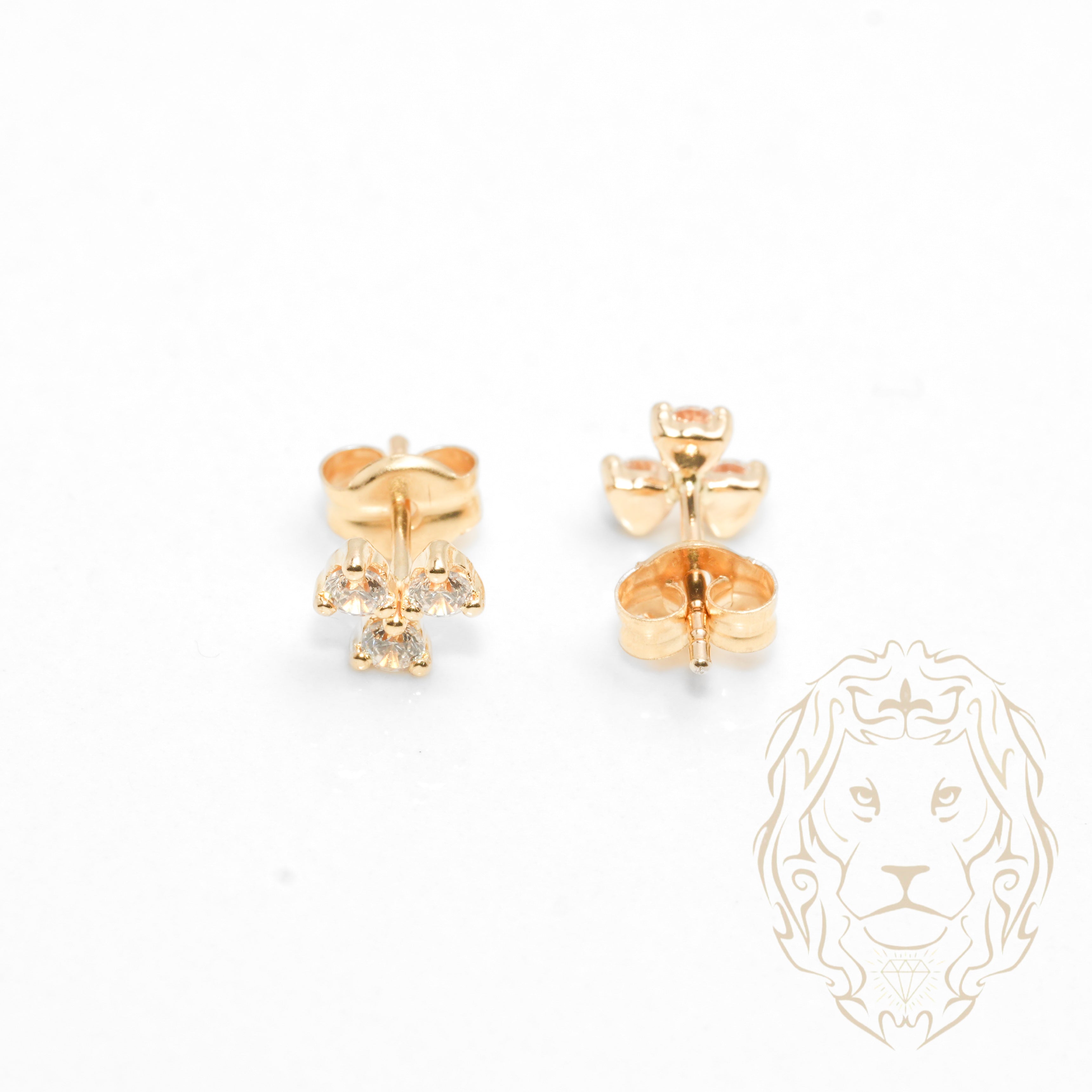 Studs - 10K Gold Yellow Clover Cz Stones - BOG782