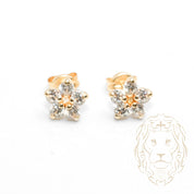 Studs - 10K Gold Flower Cz Stones - BOG783