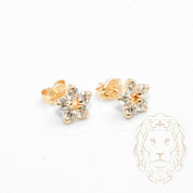 Studs - 10K Gold Flower Cz Stones - BOG783
