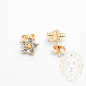 Studs - 10K Gold Flower Cz Stones - BOG783