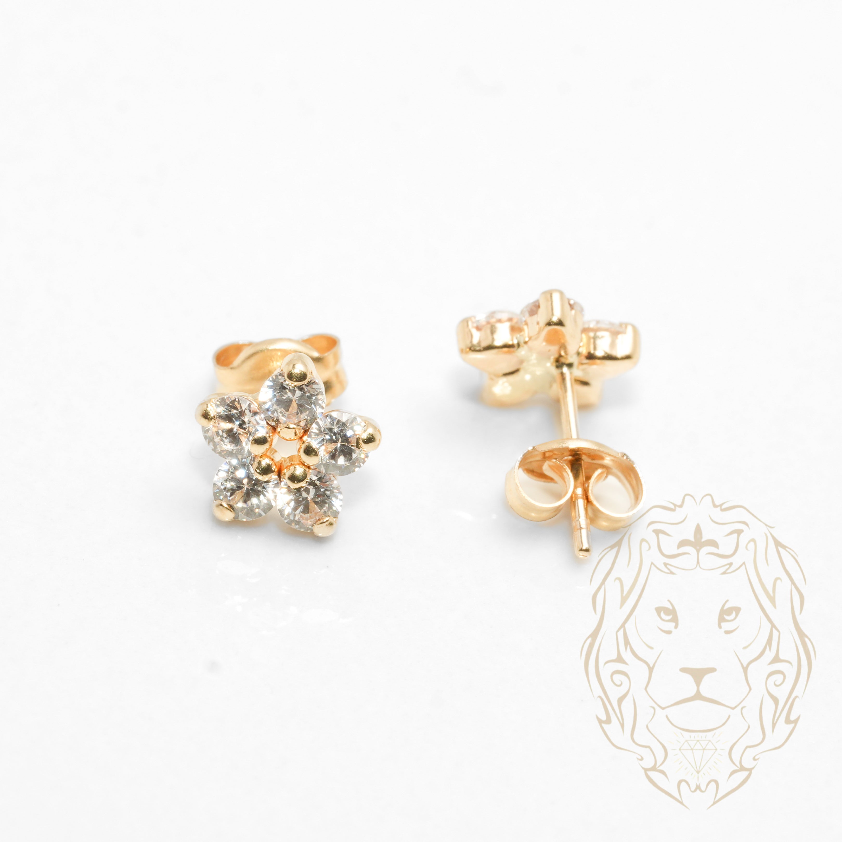 Studs - 10K Gold Flower Cz Stones - BOG783