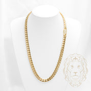 Chain - 10K gold cuban link 9.4mm with box lock cz pave - CHG626