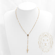 Rosary - 10K Gold tricolor yellow, white & pink brilliant cut beads 2.3mm - CHG631