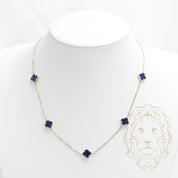 Necklace - 10K Yellow Gold Blue Clovers 9.5mm - CHG634