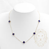 Collier - Or 10K jaune trèfles bleus 9.5mm - CHG634