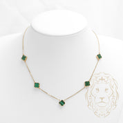 Necklace - 10K Yellow Gold Green Clovers 9.5mm - CHG635