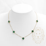 Collier - Or 10K jaune trèfles verts 9.5mm - CHG635