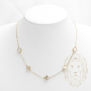 Necklace - 10K Yellow Gold White Trefoils 9.5mm - CHG636