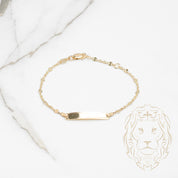 Bracelet - 10K Yellow Gold 4mm Engravable Bar & Cable & Diamond Cut - BRG569