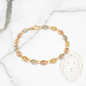 Bracelet - Or 10K tricolore jaune, blanc & rose ancre gonflé 6mm - BRG545