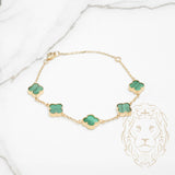 Bracelet - Or 10K jaune trèfles verts 9.5mm - BRG561