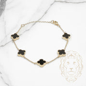 Bracelet - 10K Yellow Gold Black Clovers 9.5mm - BRG562
