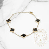 Bracelet - 10K Yellow Gold Black Clovers 9.5mm - BRG562