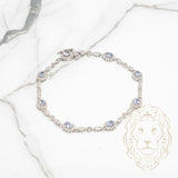 Bracelet - Or 10K blanc halo améthyste coupe ovale 1.60CT & pavé de diamants naturels 0.30CT - BRGD013