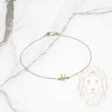 Bracelet - Or 14K blanc solitaire diamant lab 0.20CT &  câble - BRGL014