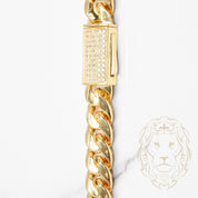 Chain - 10K gold cuban link 9.4mm with box lock cz pave - CHG626