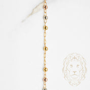 Rosary - 10K Gold tricolor yellow, white & pink brilliant cut beads 2.3mm - CHG631