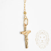 Rosary - 10K Gold tricolor yellow, white & pink brilliant cut beads 2.3mm - CHG631